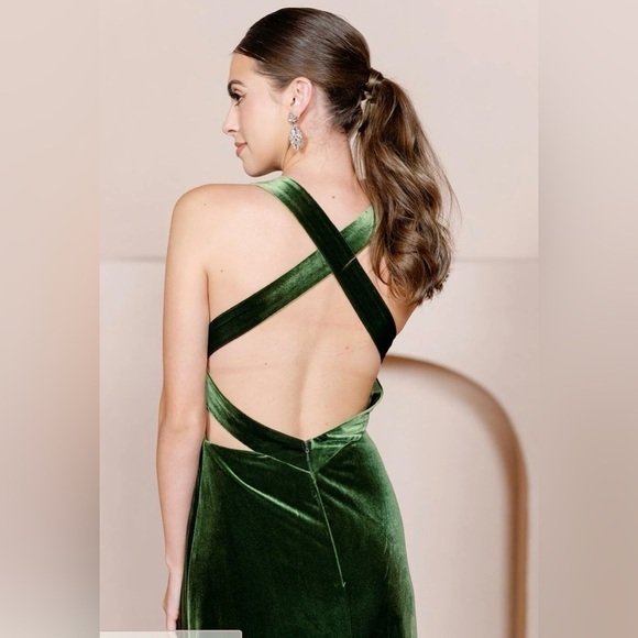 Revelry Dylan Velvet Dress Emerald - Picture 4 of 12